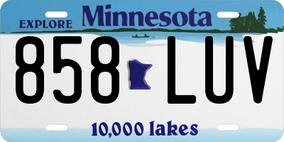MN license plate 858LUV