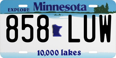 MN license plate 858LUW