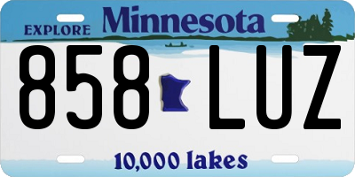 MN license plate 858LUZ