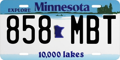 MN license plate 858MBT