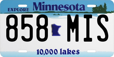 MN license plate 858MIS