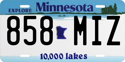 MN license plate 858MIZ