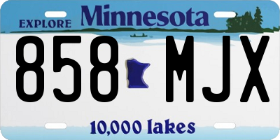MN license plate 858MJX