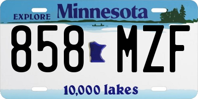 MN license plate 858MZF