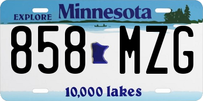 MN license plate 858MZG