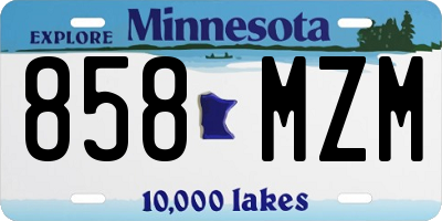 MN license plate 858MZM