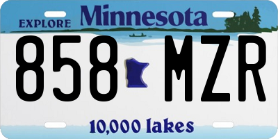 MN license plate 858MZR