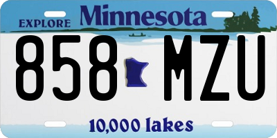 MN license plate 858MZU