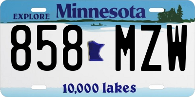MN license plate 858MZW