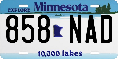 MN license plate 858NAD