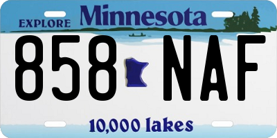 MN license plate 858NAF