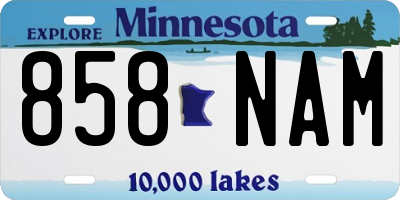 MN license plate 858NAM