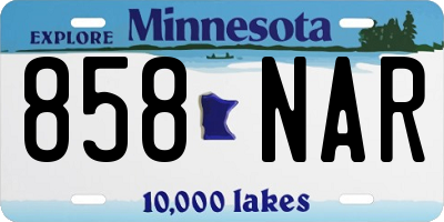 MN license plate 858NAR