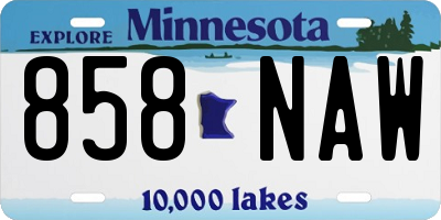 MN license plate 858NAW