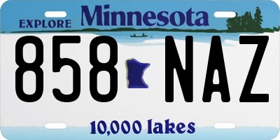 MN license plate 858NAZ