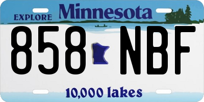 MN license plate 858NBF