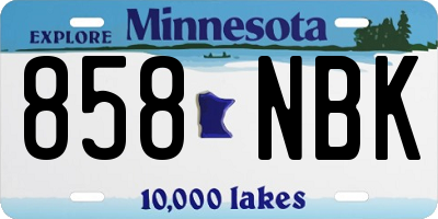 MN license plate 858NBK