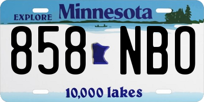 MN license plate 858NBO