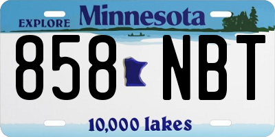 MN license plate 858NBT