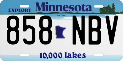 MN license plate 858NBV