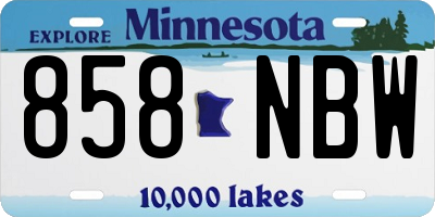 MN license plate 858NBW