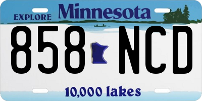 MN license plate 858NCD