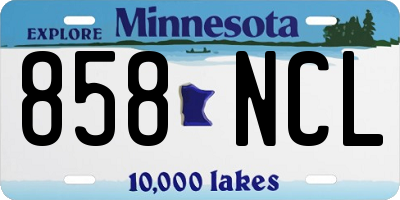 MN license plate 858NCL