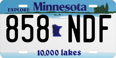 MN license plate 858NDF