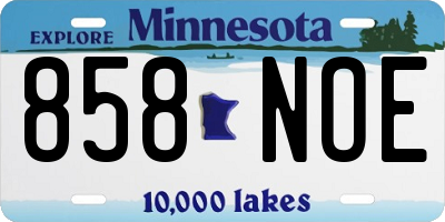 MN license plate 858NOE