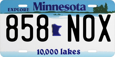 MN license plate 858NOX