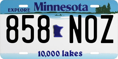 MN license plate 858NOZ