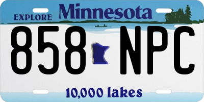 MN license plate 858NPC