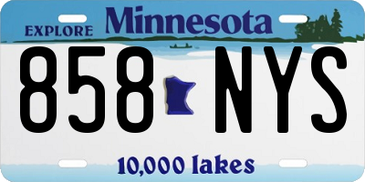 MN license plate 858NYS