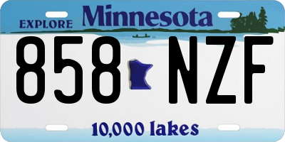 MN license plate 858NZF