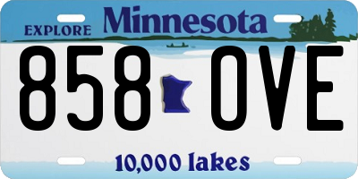 MN license plate 858OVE