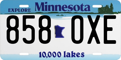 MN license plate 858OXE