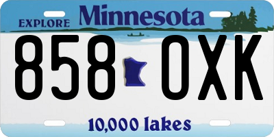 MN license plate 858OXK