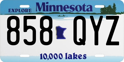 MN license plate 858QYZ
