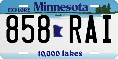 MN license plate 858RAI