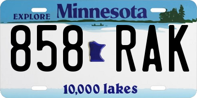 MN license plate 858RAK