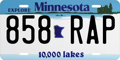 MN license plate 858RAP