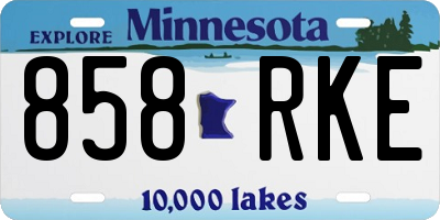 MN license plate 858RKE