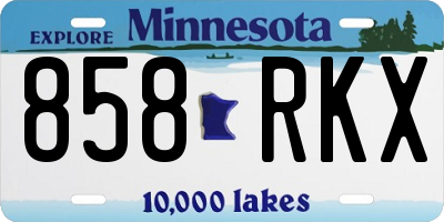 MN license plate 858RKX