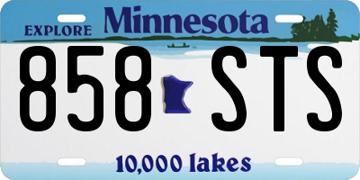 MN license plate 858STS