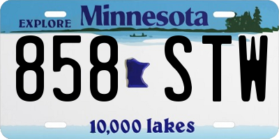 MN license plate 858STW