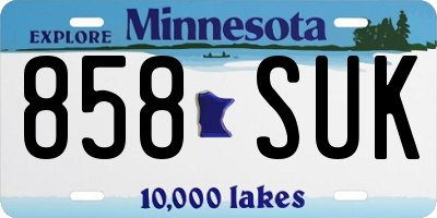 MN license plate 858SUK
