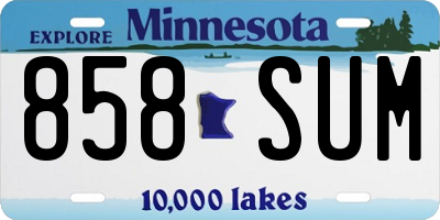 MN license plate 858SUM