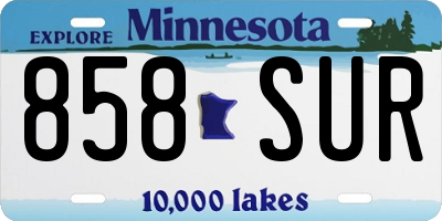 MN license plate 858SUR