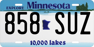 MN license plate 858SUZ
