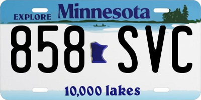 MN license plate 858SVC